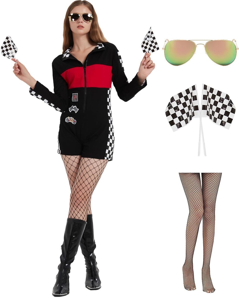 6418 Halloween Sexy Race Car Driver Costume Talladega Nights Day Outfits,M